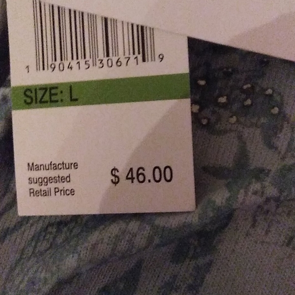 🥰💥🆑 NWT 🆕Como Vintage  Lovely Blue Patterned Zippered Hoodie NWT - Picture 9 of 9